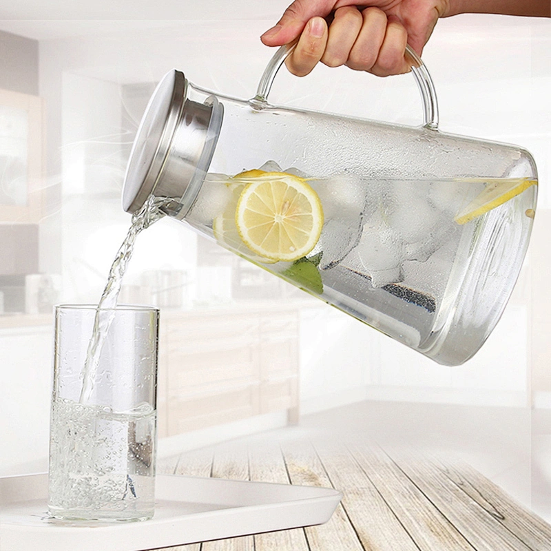 2000ml Heat-resistant Glass Tea Pot Handmade Borosilicate Glass Tea Pot Factory Supply in-stock Water Pot with Lid