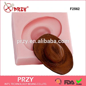 F2562 Recommend Product Food Grade Cake Baking Silicone Molds west hat silicone fondant mould