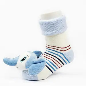 Autumn Winter wholesale kids manufacturers Newborn non slip floor lovely cartoon cat bear coral velvet Baby shoe Socks