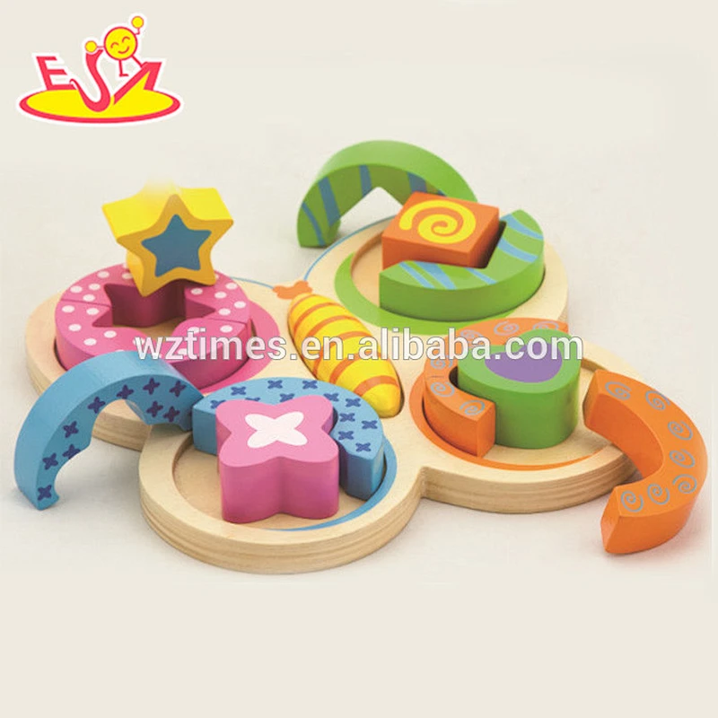 Wholesale interesting wooden geometric puzzle toy shape matching toy for children W13E056