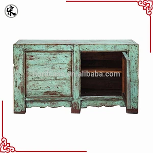 asian antique pine wood 2 door cabinet