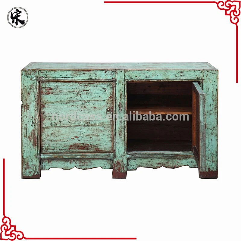 asian antique pine wood 2 door cabinet