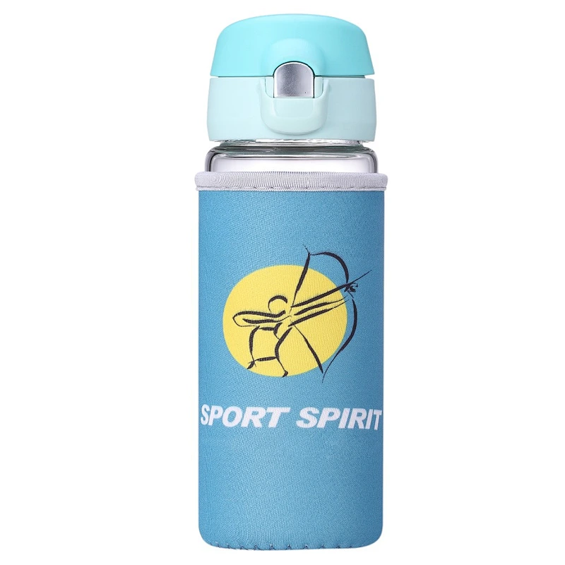 450 ml Bouncing Cover Glass Mug Reusable Cup Water Glass Bottle with Lid for Children Easy to Take