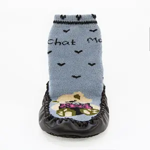 high quality silicone 3d knitting kids anti slip floor home animal baby socks