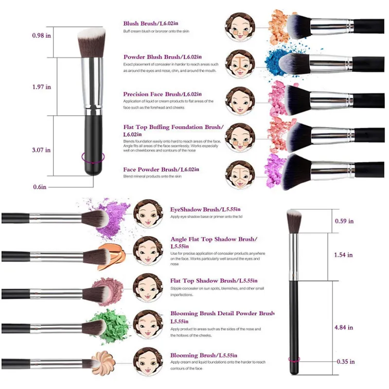 Popular Cosmetic Brushes Professional Powder Makeup Brushes Private Label Makeup Brush Set
