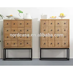 Chinese Vintage Industrial Reclaimed wood Iron Cabinet