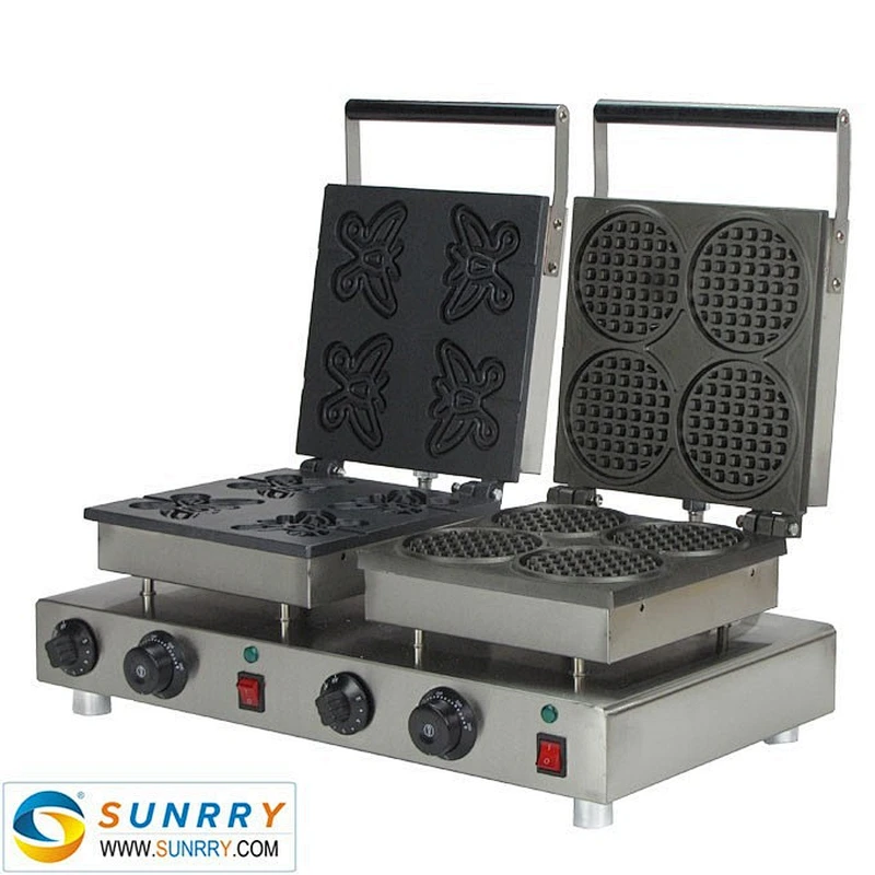 Electric carbon butterfly and circle waffle iron maker biscuit making machine