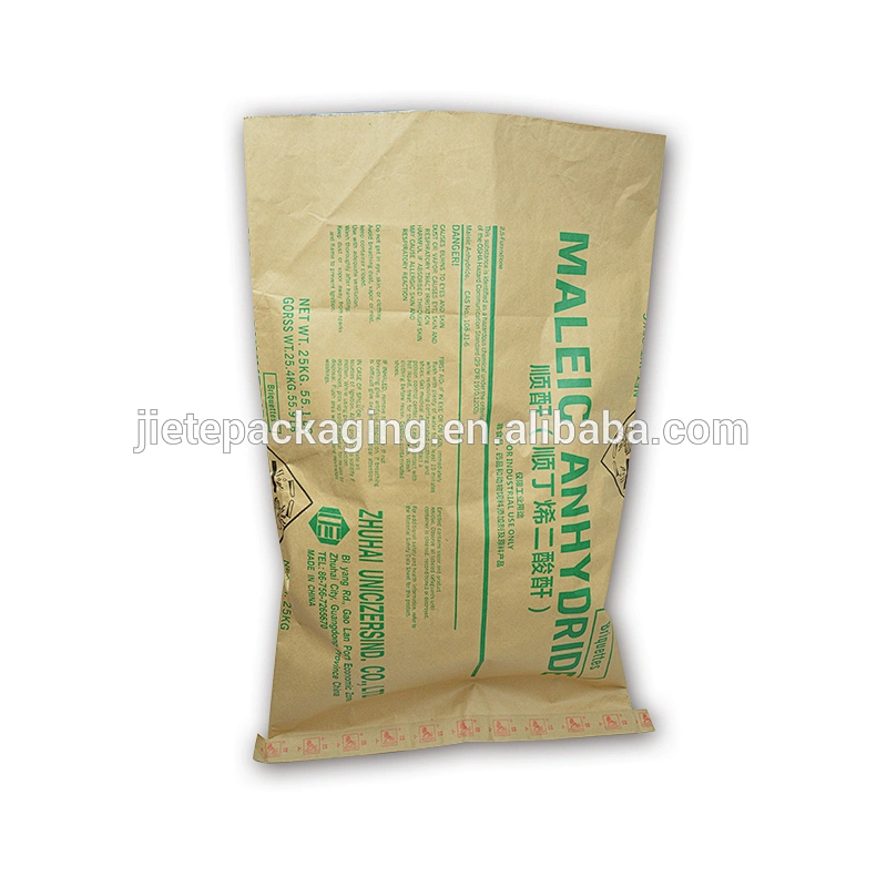 chemical cement in 20kg 25kg kraft brown paper carrier bag with a plastic liner