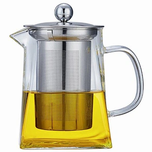 In Stock Irregular Thermos Tea Pot  With stainless steel filter  High Borosilicate Restaurant Tea Pot