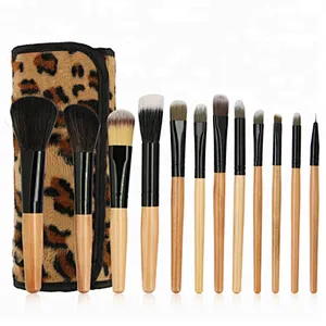 12PCS Makeup Brushes Set Powder Foundation Cream Blush Eyeshdow Lip Brush Sexy Leopard PU Case Beauty Cosmetic Tool Kits