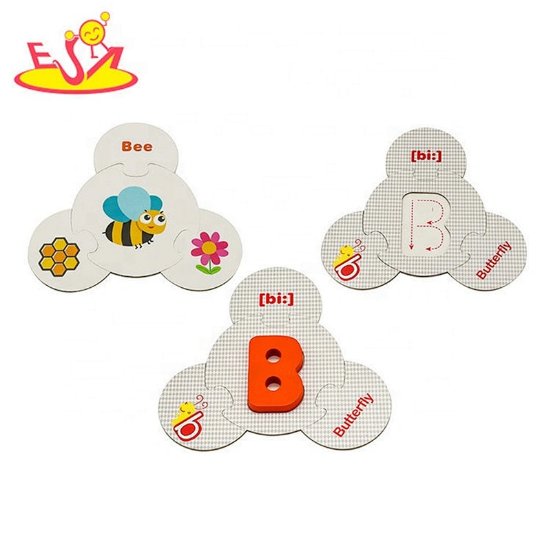 2019 New arrival educational wooden alphabet jigsaws for toddlers W14B107