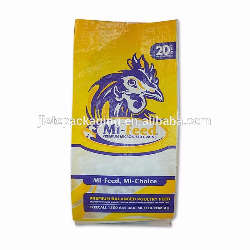 Hot stamping colored surface and plastic ldpe material liner inside pp woven bags packing feedstuff, grain seed 50kg 25kg