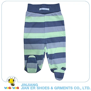 New design breathable 0-24M baby boy cotton stripe pants with sock