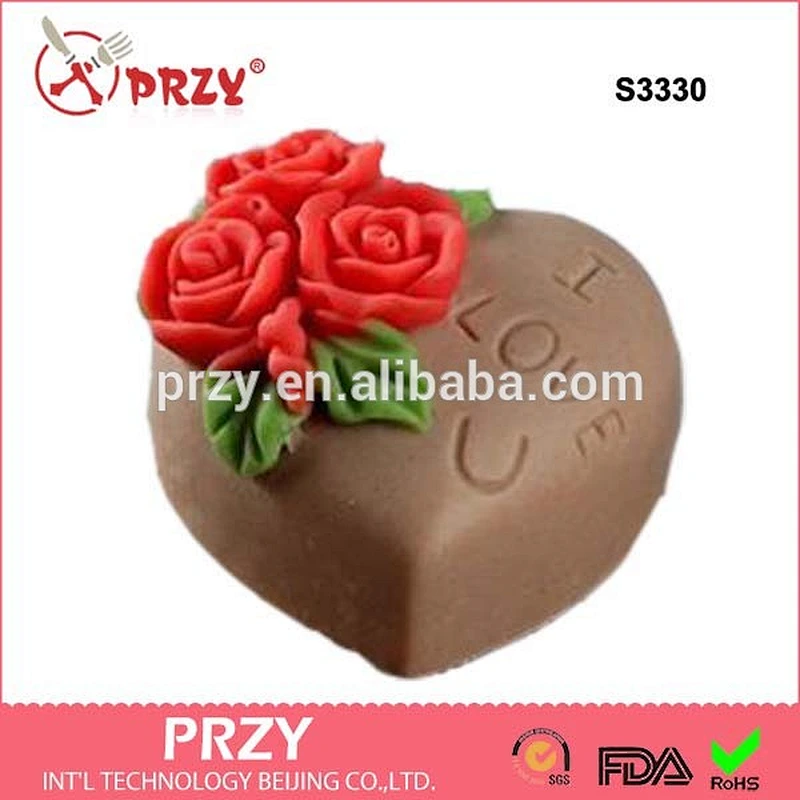 S3330 PRZY 3d heart shape flower soap silicone mold heart flower handmade soap mould for sell
