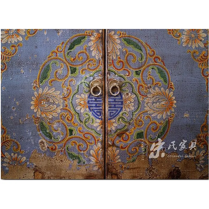 Traditional chinese furniture vintage furniture china antique black and purple furniture distress lacquered three door cabinet