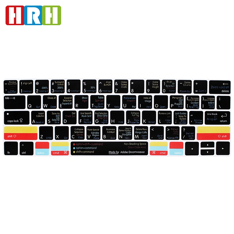 ado be dreamweaver shortcut keyboard protector Hot keys Silicone Keyboard Cover Laptop A1706 A1707 for macbook skin