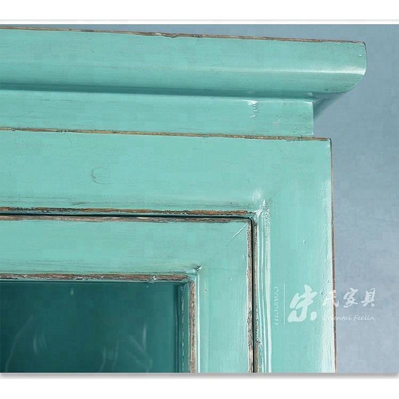 chinese antique lacquer wooden storage bookcase furniture with clear glass door