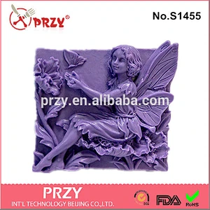 S1455 PRZY handmade silicone soap mold ,beautiful faery silicone soap mold