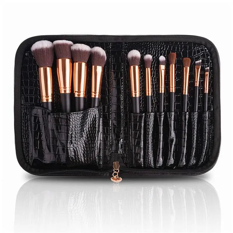 Professional 11pcs makeup brushes Pu bag pack Travel Rose Gold private label Makeup Brush Set