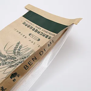 Custom paper plastic compound kraft paper bag for rice packaging 10kg