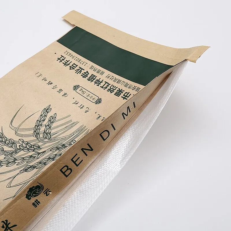 Custom paper plastic compound kraft paper bag for rice packaging 10kg