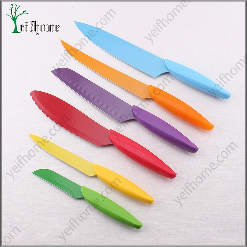 High quality stainless steel 6 pcs non-stick coating knife set