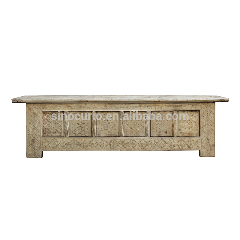 Chinese antique distressed furniture natural color hand carved Xinjiang cabinet