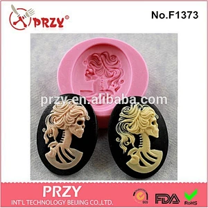 Eco-friendly fondant Lolita Day of the Dead Skull Cameo resin silicone cake mold