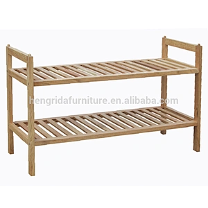 strip 2 tiers solid oiled wood walnut storage shoe rack