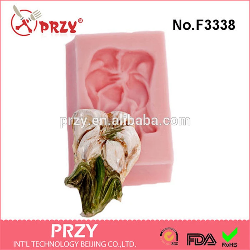 F3338 Lily flower silicone mold 3D flower mold for cake decoration silicone rubber mold