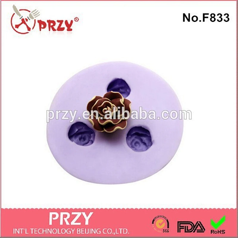 3 holes silicone chocolate rose mold