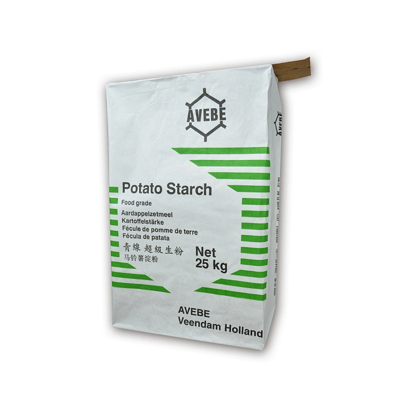 kraft paper flour bag for potato starch, corn wheat flour 25kg