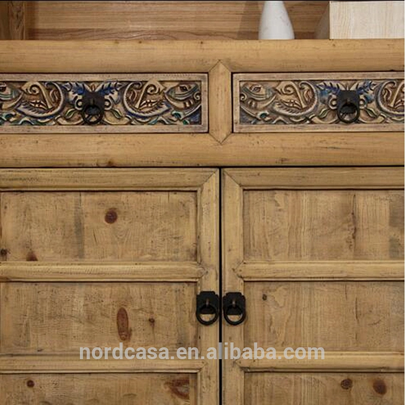 America style recycle elm wood display cabinet