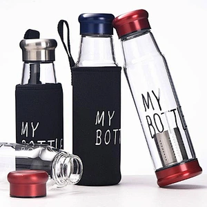 Factory Direct Wholesale Glass Bottle 550ml Double Wall Glass Travel Mug Outdoor Sports Water Glass Cup with Infuser