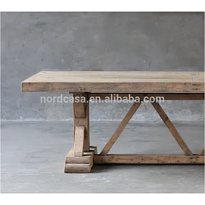 Antique Rustic Style Solid Wood Dining Table Old Elm Handmade Elegant Dining Table