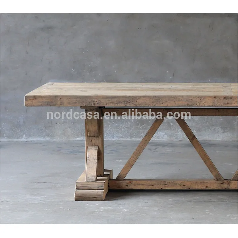 Antique Rustic Style Solid Wood Dining Table Old Elm Handmade Elegant Dining Table