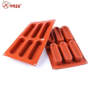 6 cavities Strip Food Grade Silicone Mousse Cake Molds Non-Stick Bake Cake Mould Diy dessert molds