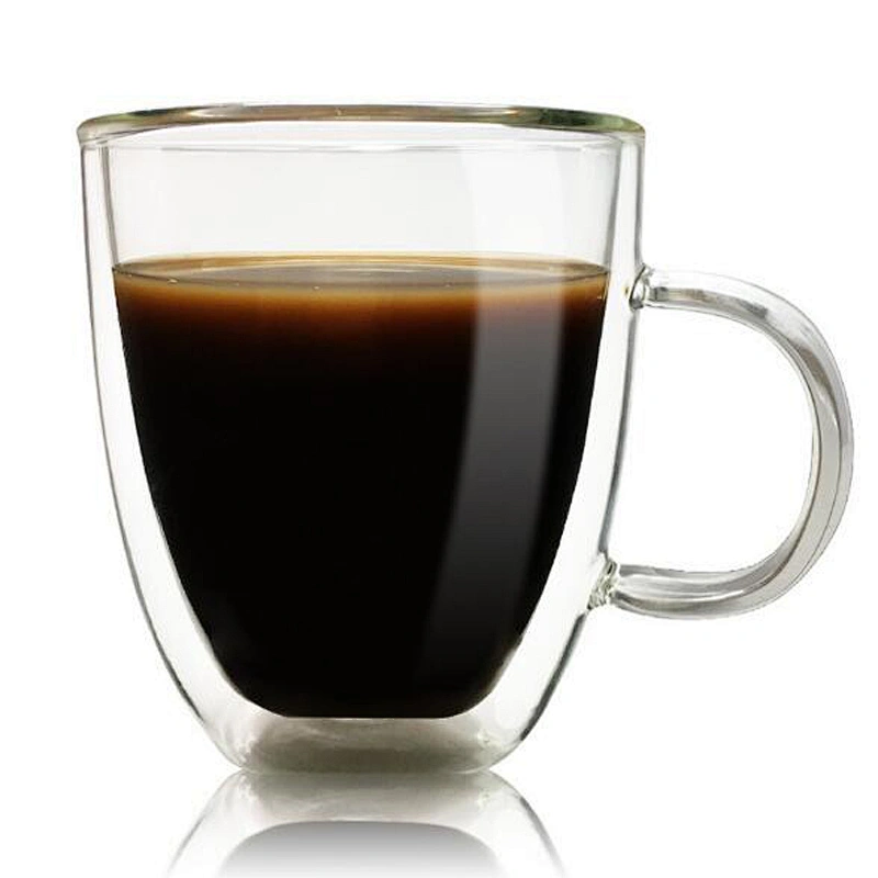 2018 High-End  200 ML Double Wall Glass Cup Transparency Coffee Mug With Customized Logo