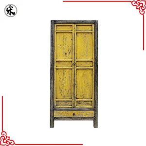 beijing chinese antique distressed shabby chic old door bedroom wardrobe furniture