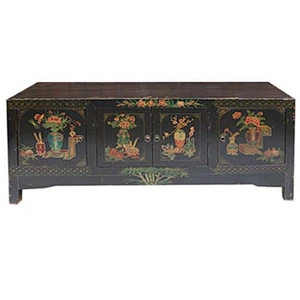 chinese antique shabby chic flower painting vintage mongolian cabinet