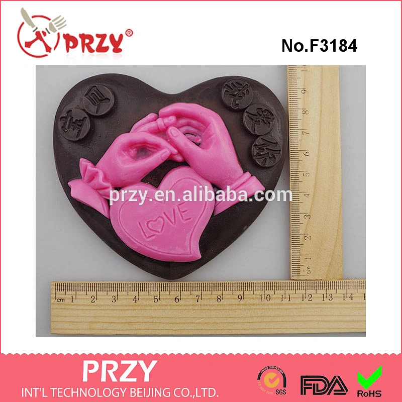 F3184 Large heart-shaped handmade chocolate mold silicone mold holding hands styling wedding gift