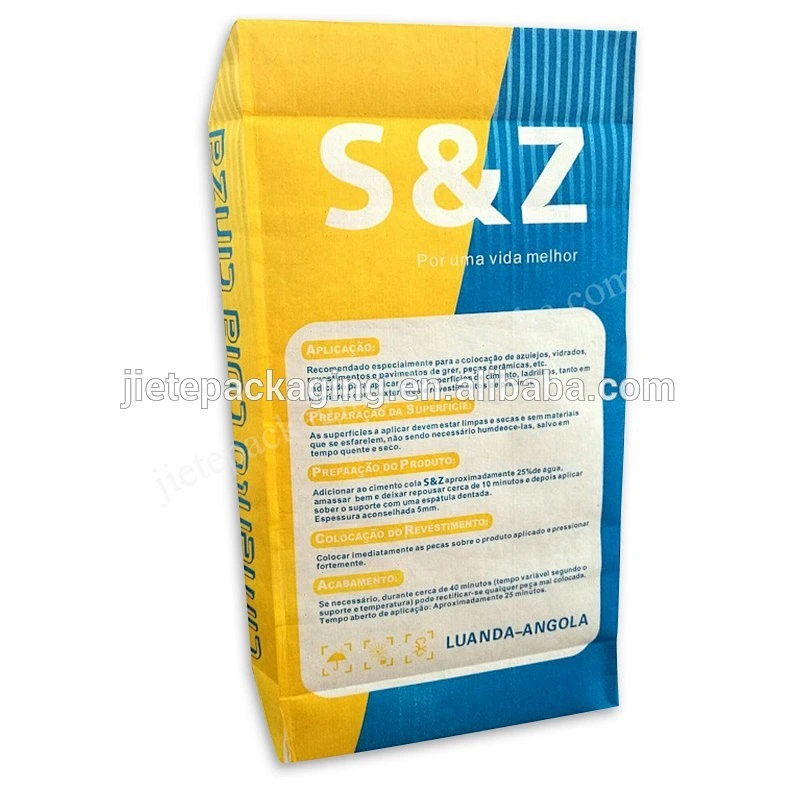 Accept custom order 20kg bottom square self closes kraft paper valve bag for cement packing
