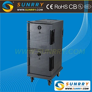 Double wall brown gray electric hot food warmer lunch box with PE/PU