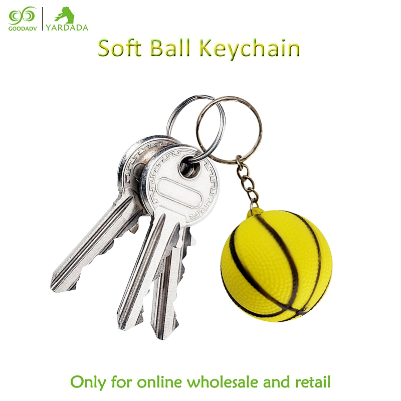 40mm diameter elastic ball children's toys, color PU basketball key chain, wallet pendant car pendant promotional gifts in stock