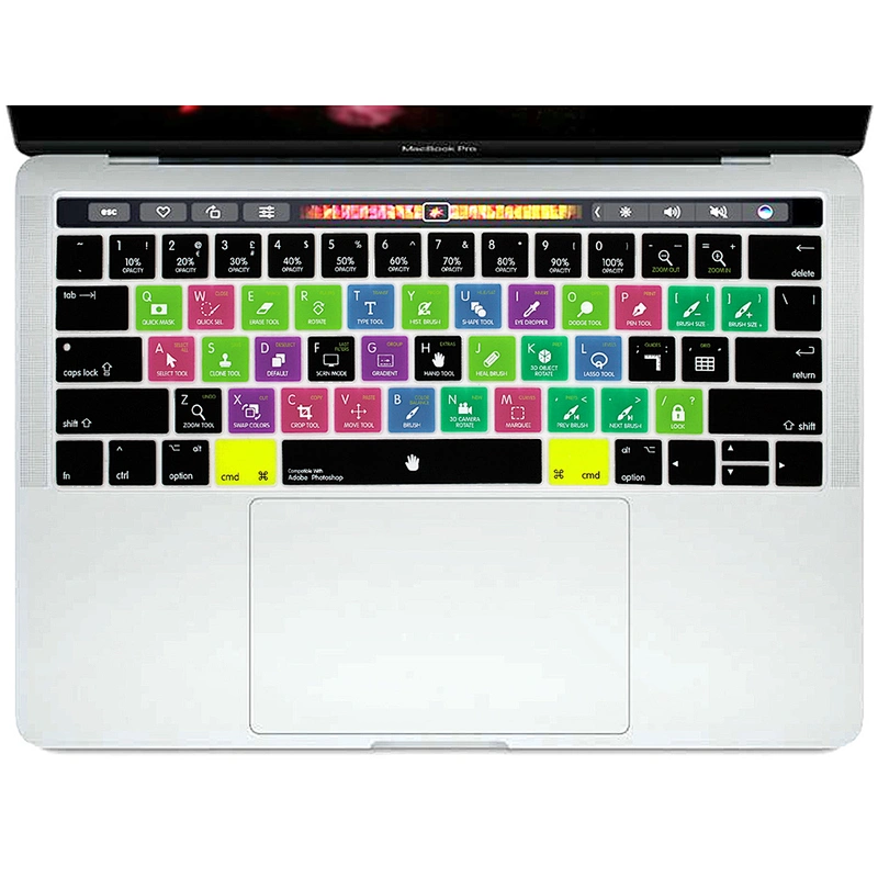 Hot sale 2018 Dustproof Ado be Photo Shop PS Shortcuts Silicone Keyboard Protector for Macbook Pro 13