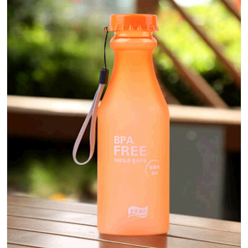 Soda Water Bottle Unbreakable Scrub Water Bottle Portable Creative Plastic Water Cup with Lid and String for Students