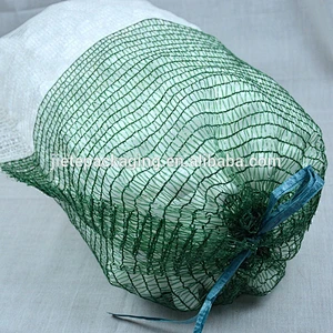 Recycled material net packaging drawstring fruit raschel mesh bag