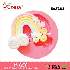 F3281 przy Rainbow with cloud and stars Silicone Rubber Flexible Food Safe Mold Mould