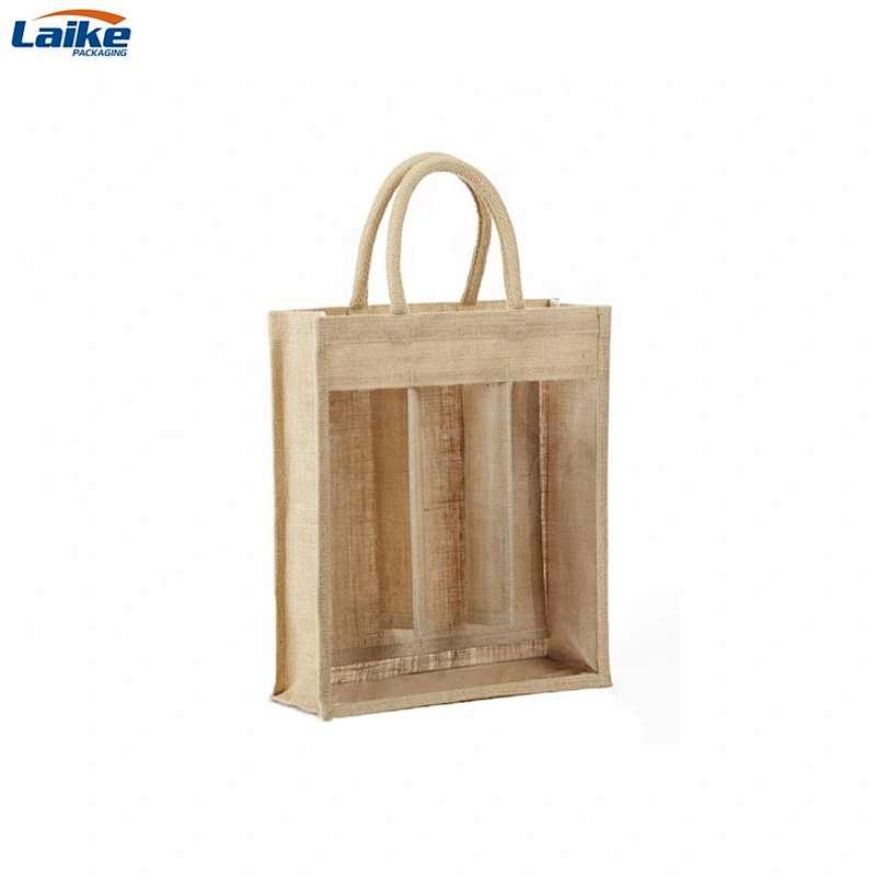 Wholesale Tote bag custom printed jute Wine Bag Jute Wine Bottle Bags jute hessian bags
