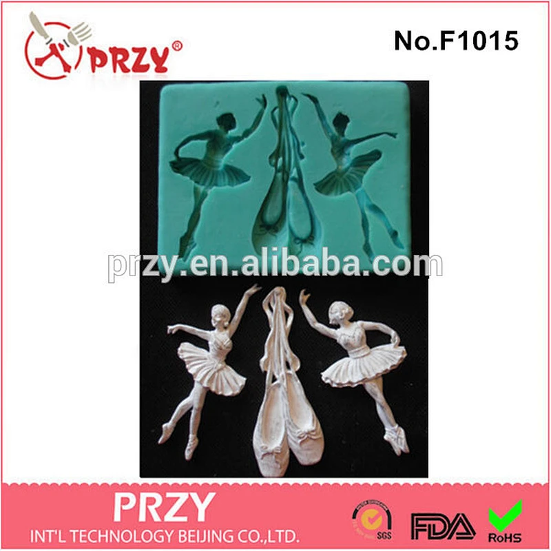 F1015 ballet girl silicone mould for fondant dance girl fondant mould silicone ballet shoes silicone mould